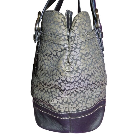 Coach 2008 Y2K Soho Black & Gray Jacquard Signature Satchel Tote Bag F10928 - Picture 3 of 12